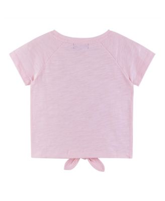 Little Girls Toddler/Child Pink Raglan Sleeve Knotted Tee