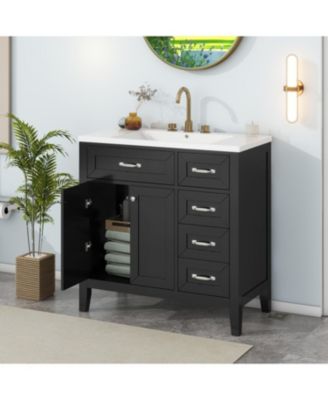 36" Bathroom Vanity with Sink Combo, Bathroom Cabinet with Drawers, Solid Frame and MDF Board
