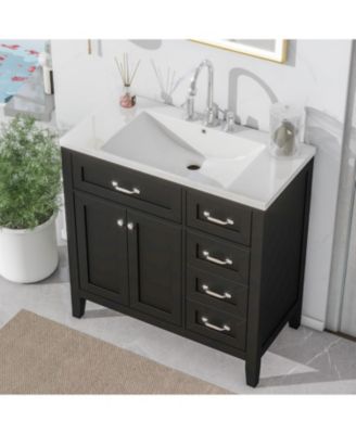 36" Bathroom Vanity with Sink Combo, Bathroom Cabinet with Drawers, Solid Frame and MDF Board