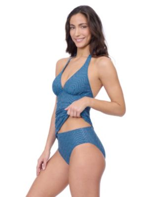 Women's Blend Halter Texture Tankini