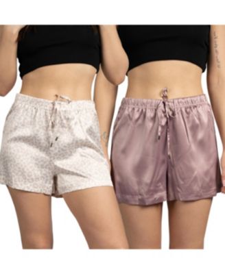 Women's 2-Pack Satin Drawstring Pajama Lounge Shorts