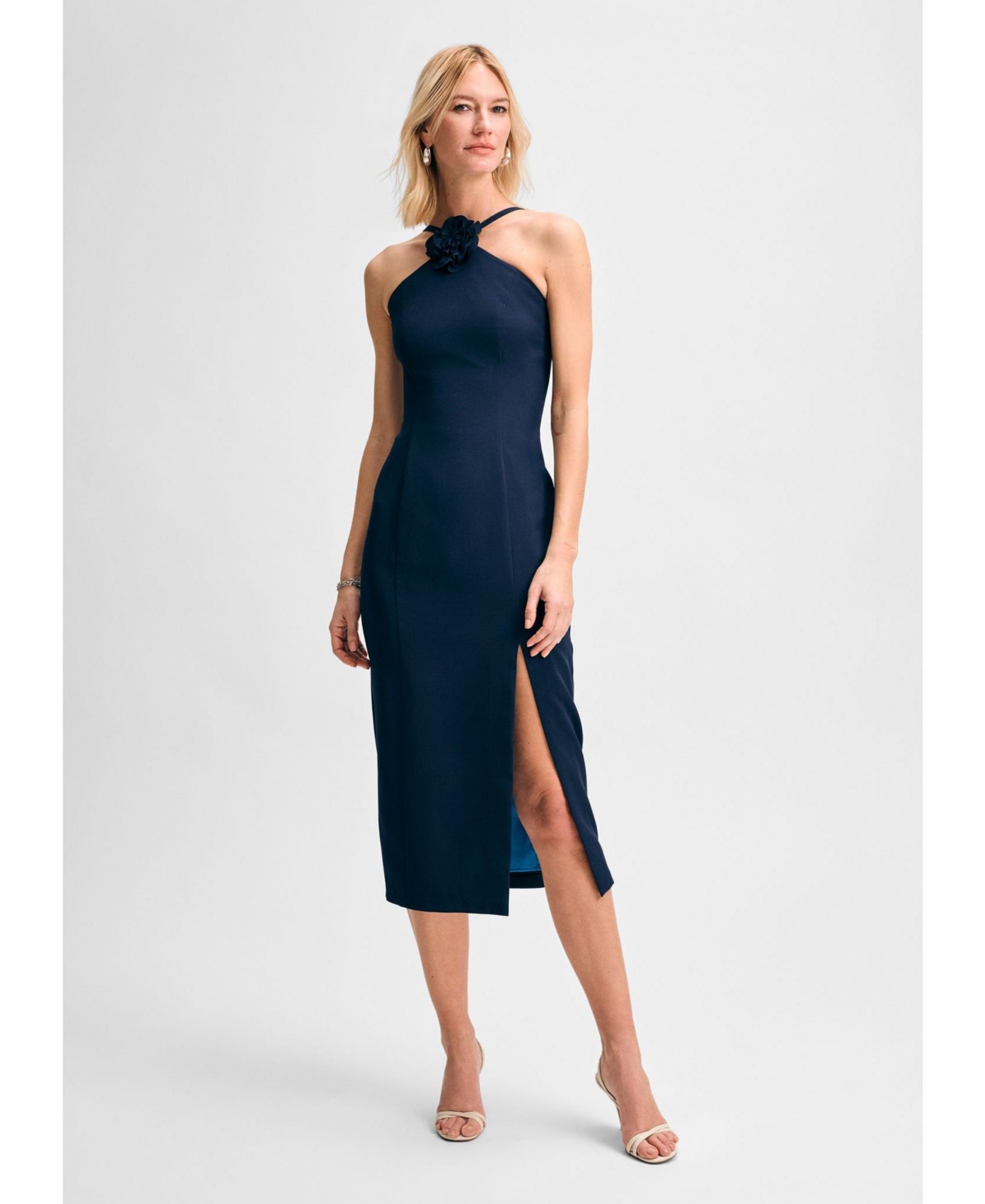 Women's Rosette Pencil Dress - Navy