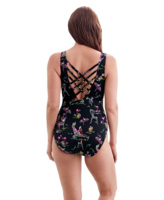 Women's Flamingo Hotel Triple X-Back Tank Long Torso One-Piece Swimsuit