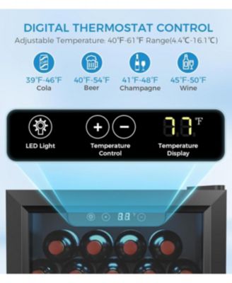 1.3 cu.ft 12 Bottle 48 Can Wine Cooler/Mini Fridge/Beverage Refrigerator Countertop Clear Glass Door for Beer&Soda