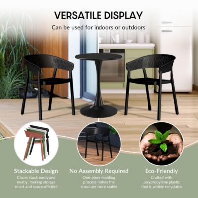 5-Piece Modern Patio Round Dining Table Set with Stackable Patio Dining Chairs