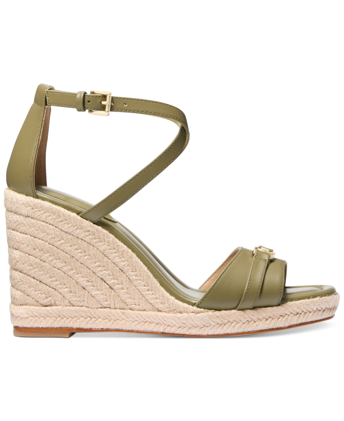 Shop Michael Kors Michael  Women's Mandy Wedge Sandals In Safari Green