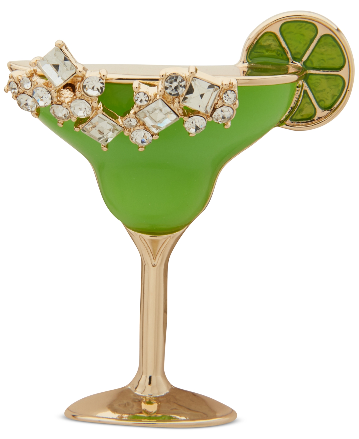 Gold-Tone Crystal & Stone Margarita Pin - Green