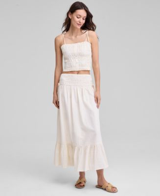 And Now This Women's Smocked Seersucker Maxi Skirt
