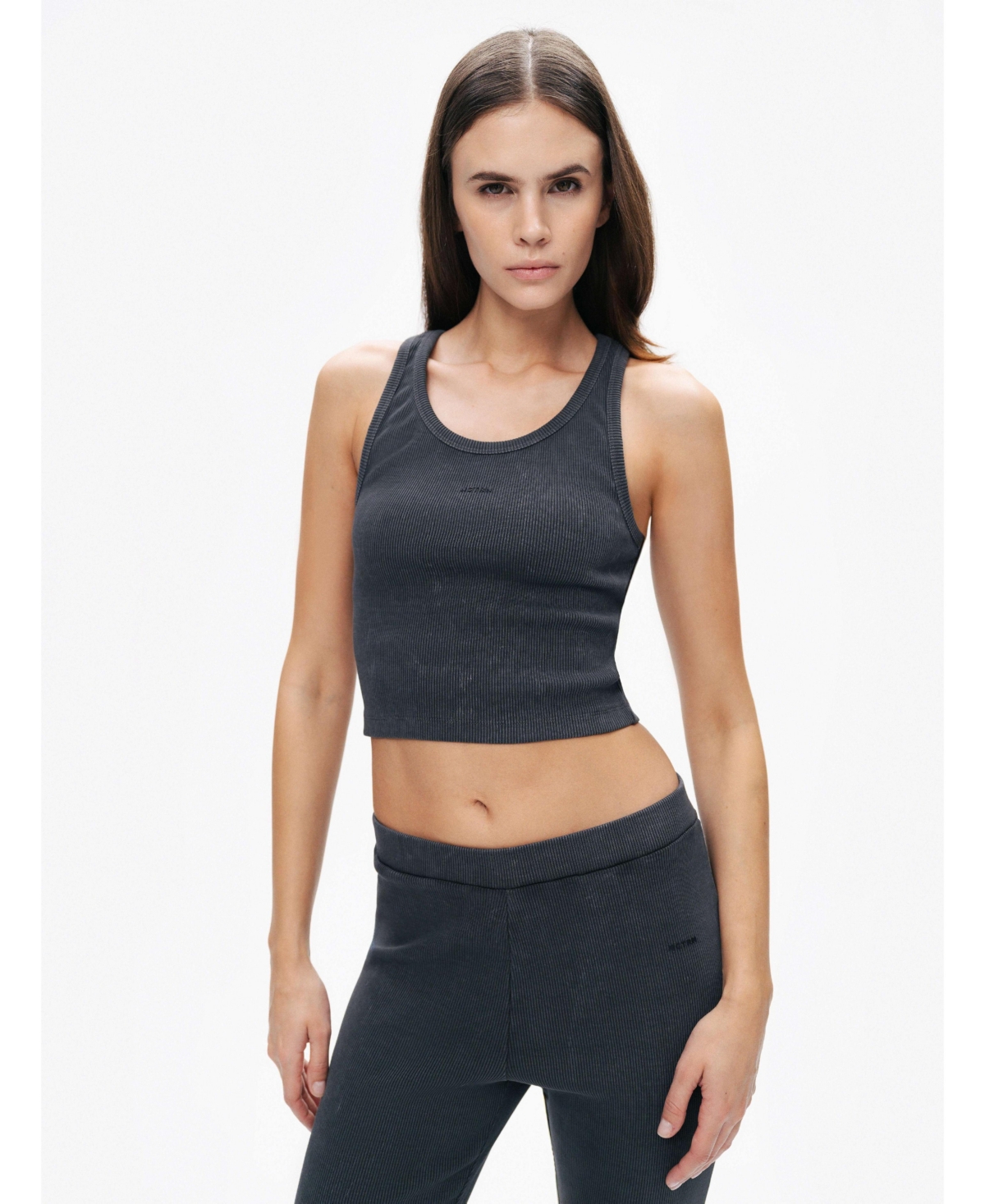 Women's Ribbed Crop Top - Anthracite