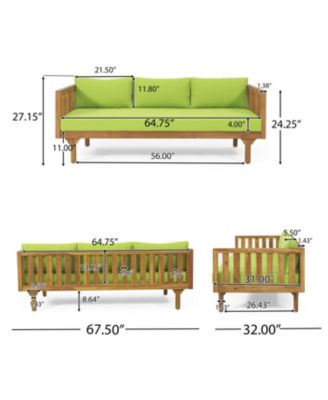 Streamdale Acacia Wood 3-Seater Daybed & Coffee Table Set