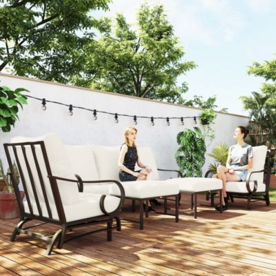 5 Piece Patio Furniture Set with 2 Rockers Outdoor Furniture