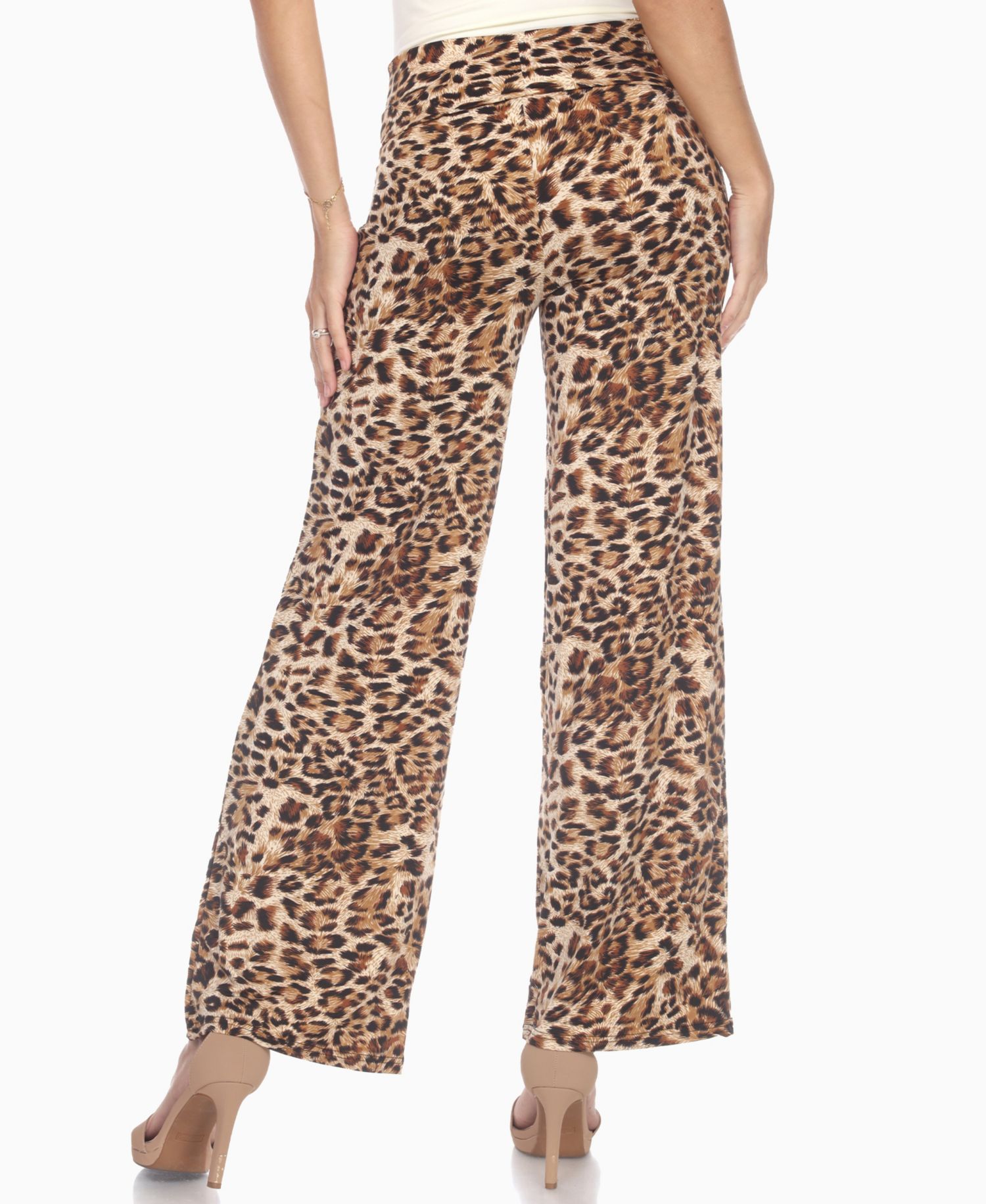 Women's Cheetah Print Wide Leg Pants
