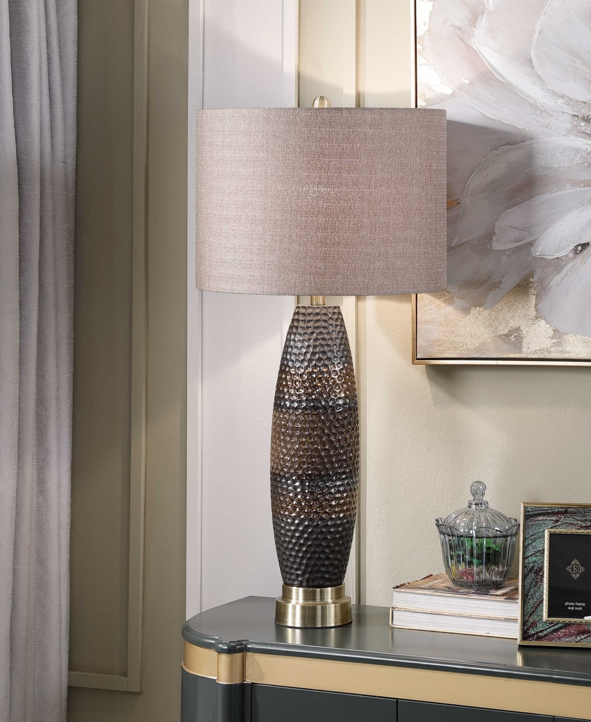 Stylecraft Home Collection 37" Laughlin Ceramic Table Lamp In Charcoal