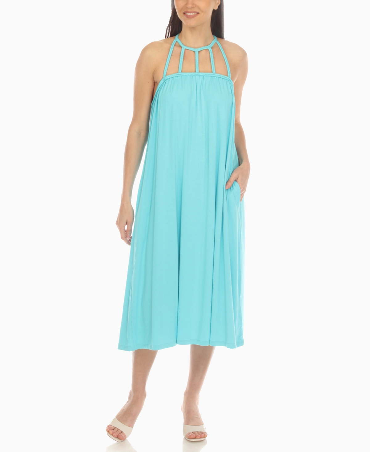 Women's Braided Strap Midi Dress - Green