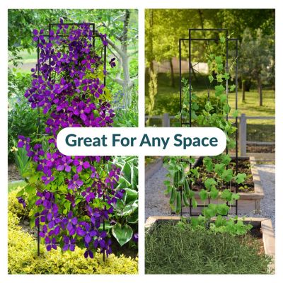 Decorative Steel Metal Chic Diamonds Design Garden Trellis - Black - 2-Pack