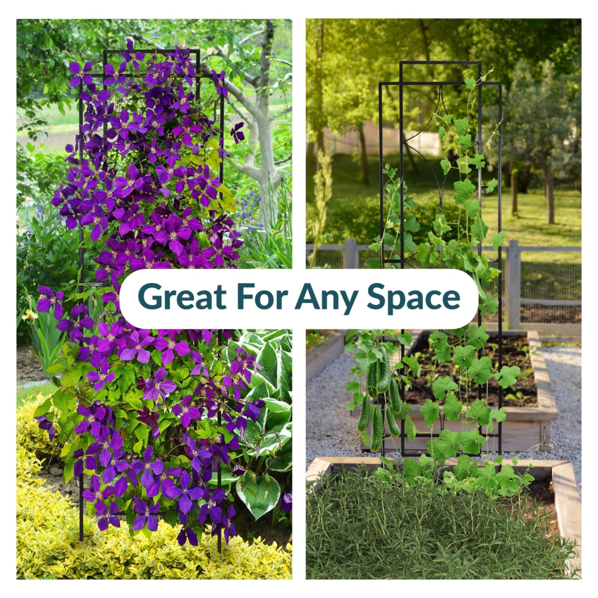 Decorative Steel Metal Chic Diamonds Design Garden Trellis - Black - 2-Pack