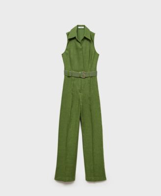 MANGO - Women's Belted Shirt Jumpsuit