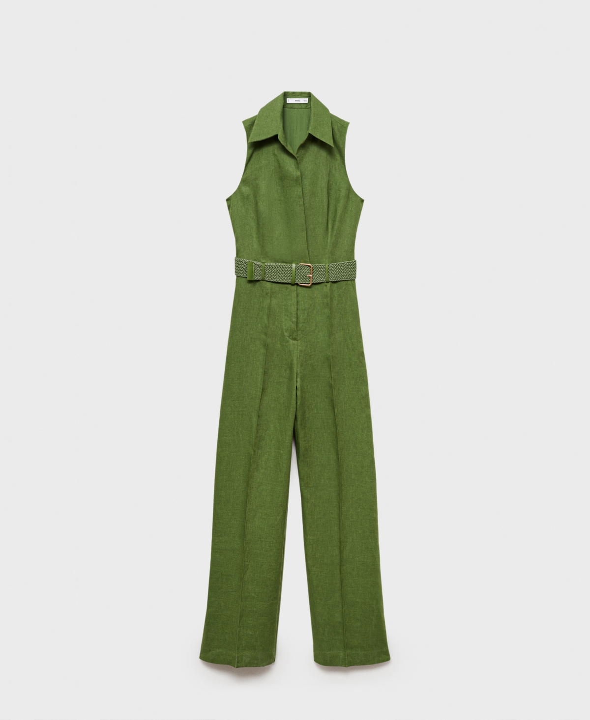 Shop Mango Women's Belted Shirt Jumpsuit In Green
