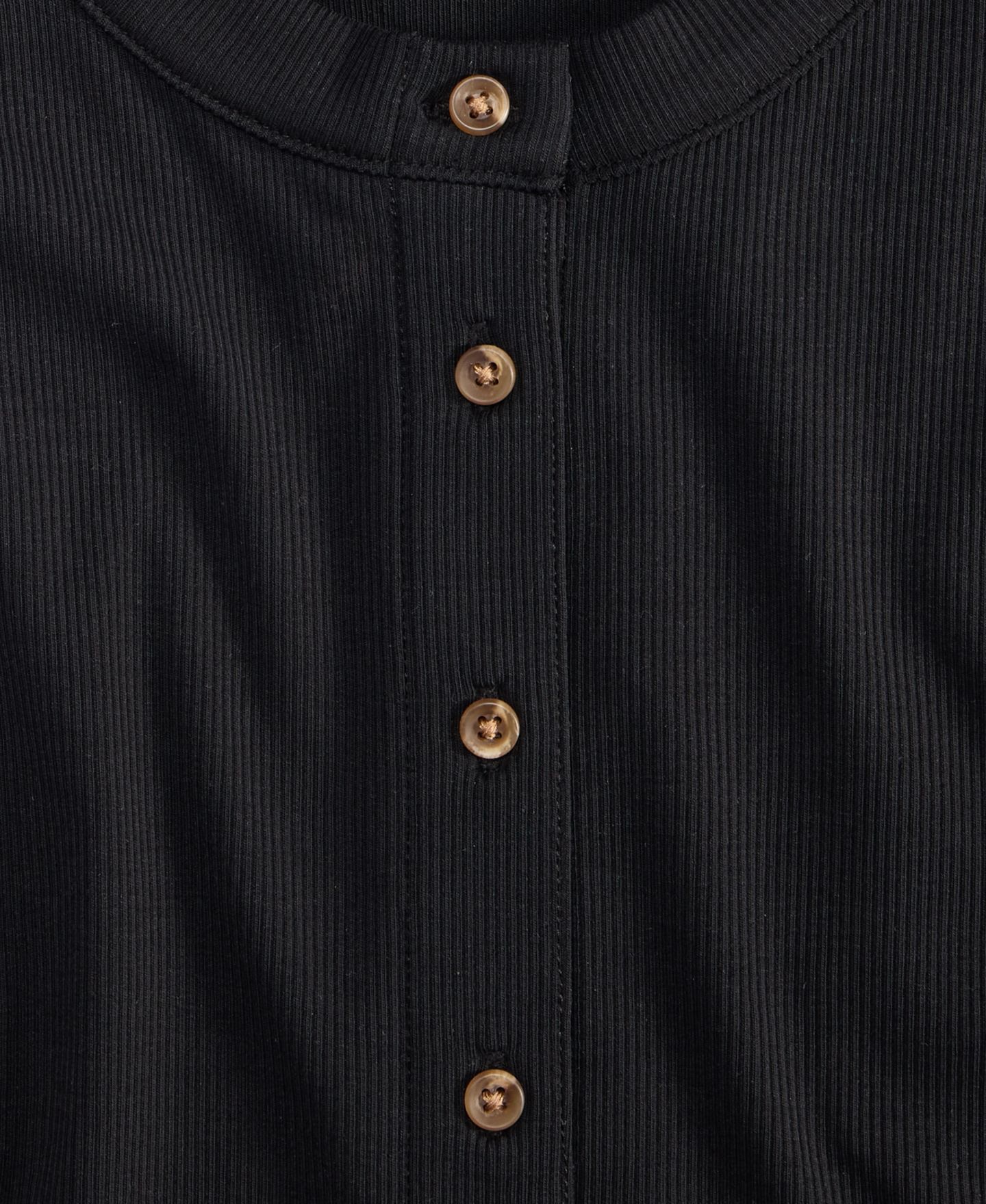 Женский топ On 34th Rib-Knit Short-Sleeve Button Front Top, цвет: Глубокий чёрный — фото 3