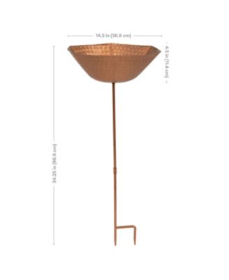 Outdoor Staked Metal Bird Bath - Copper UV-Resistant Finish - 34.25" H