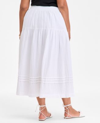 Trendy Plus Size Tiered Midi Skirt