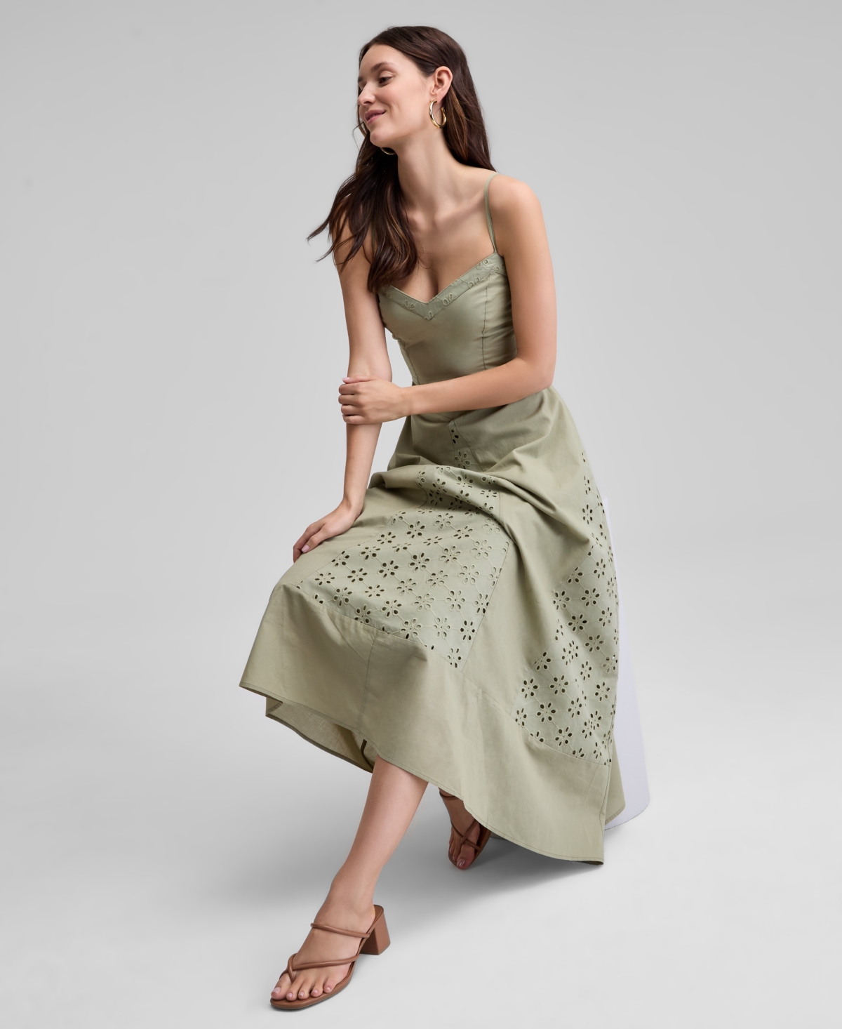 Shop And Now This Women's Eyelet Godet Maxi Dress, Exclusively At Macy's