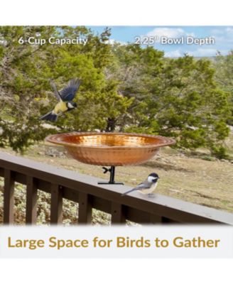 Outdoor Deck-Mounted Bird Bath or Bird Feeder with Copper Finish - 12"
