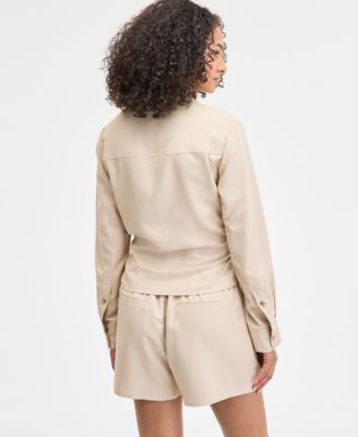Women's Collared Tie-Hem Blouse, Exclusively at Macy's