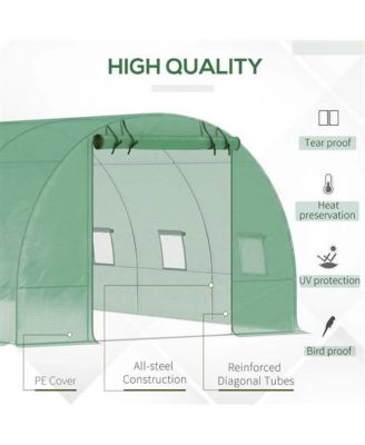 26.2 ft x 9.7 ft Outdoor Walk-in Greenhouse with Green PE Cover and Steel Frame
