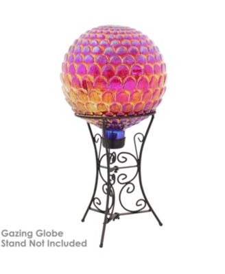 Scalloped Texture Indoor/Outdoor Gazing Globe Glass Garden Ball - 10" Diameter - Red