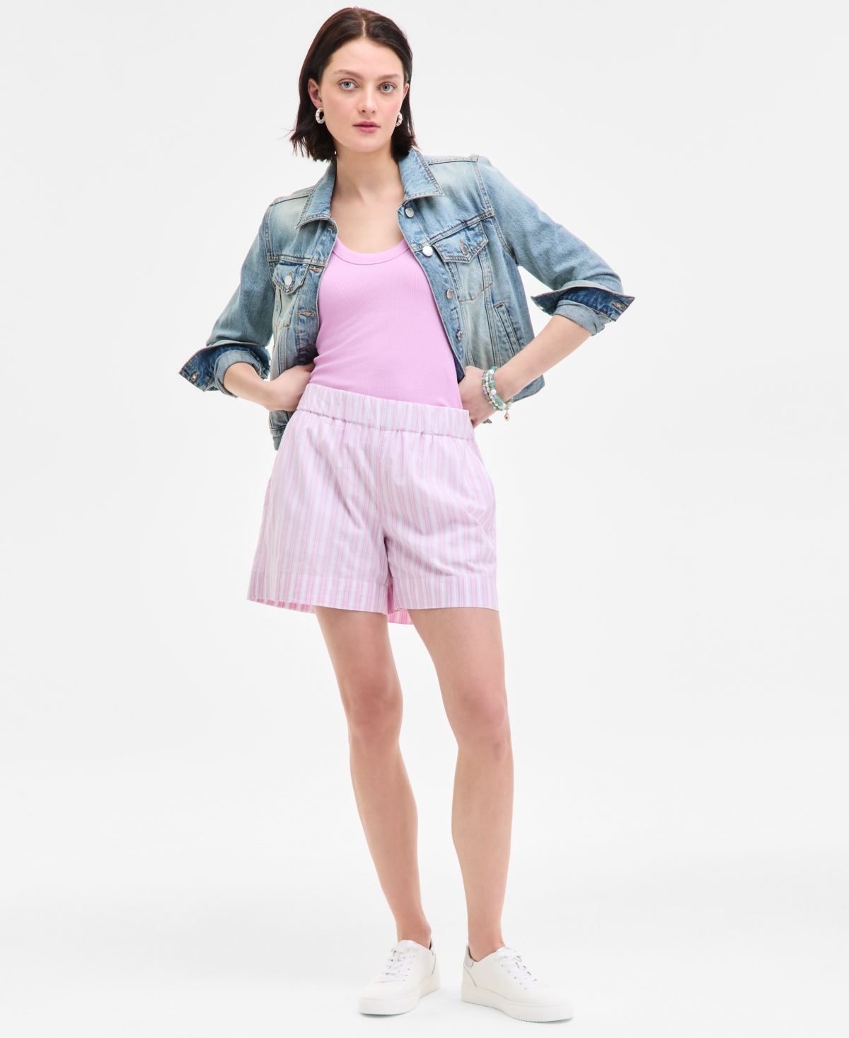 ON 34TH WOMEN'S MULTI STRIPE PULL-ON SHORTS, EXCLUSIVELY AT MACY'S 