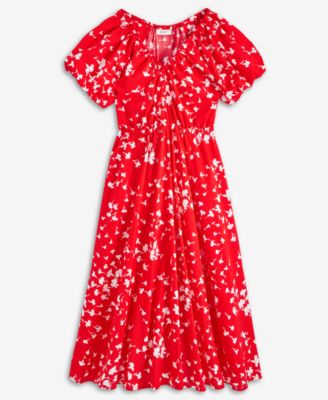 Women's Puff-Sleeve Midi Dress