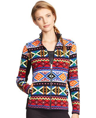 Lauren Ralph Lauren Geometric-Pattern Fleece Jacket - Jackets - Women ...