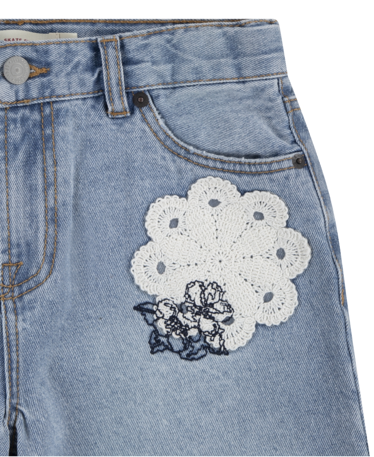 LEVI'S BIG GIRLS CRAFT SKATE SIDE SLIT SHORTS 