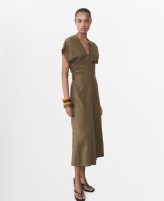 MANGO - Women's Draped Details Lyocell-Blend Dress