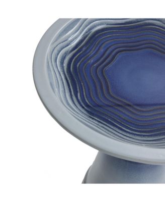 Blue Waves 18-Inch Tall Ceramic Birdbath