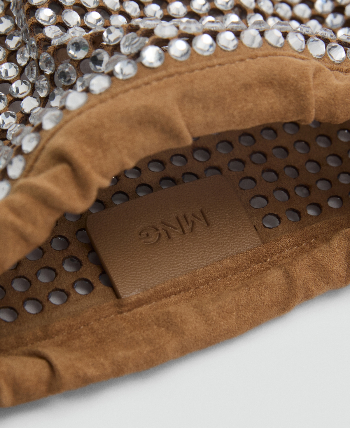 Mango Women's Rhinestone Decoration Handbag In Medium Brown