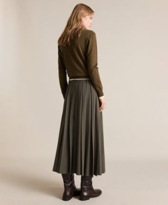 MANGO Women's Belt Buckle Pleated Skirt