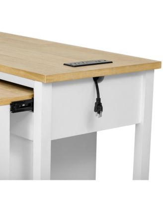 47" Extendable Kitchen Island with Storage, Power Outlet