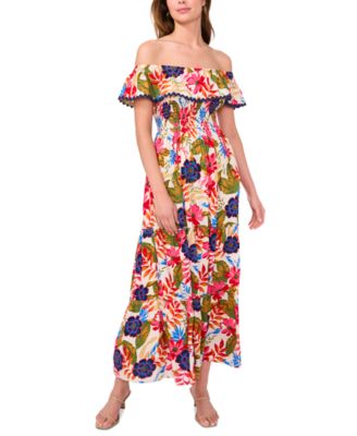 MSK - Women's Ruffled Off-The-Shoulder Maxi Dress