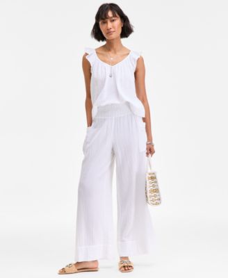 On 34th - Women's Cotton Gauze Pull-On Pants