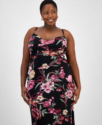Trendy Plus Size Floral Mesh Maxi Dress