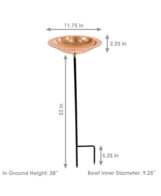 Outdoor Hand-Hammered Standing Bird Bath or Bird Feeder with Stake - Copper - 33" H