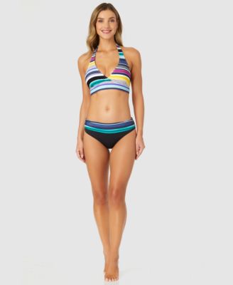 Anne Cole Womens Marilyn Striped Halter Bikini Top Eleni Bottoms In Blue