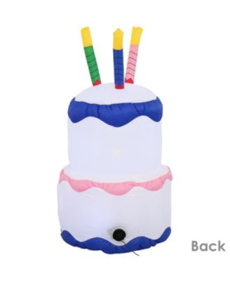 4-Foot Happy Birthday Cake Inflatable Decoration - Fan Blower and LED Lights