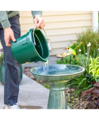 Avignon Ceramic Bird Bath with Glazed Finish - Green Mist - 18.75" H