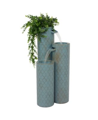 Moroccan Trellis 3-Column Modern Outdoor Water Fountain - 27.5"