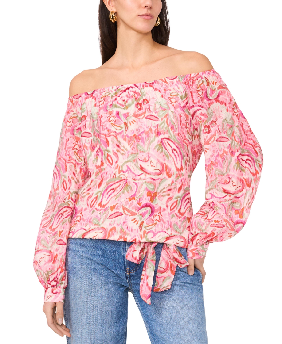 Vince Camuto Women's Floral-print Off-the-shoulder Top