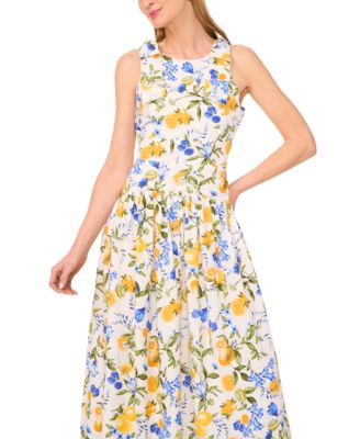 Women's Floral Crewneck Bow-Strap High-Low Dress