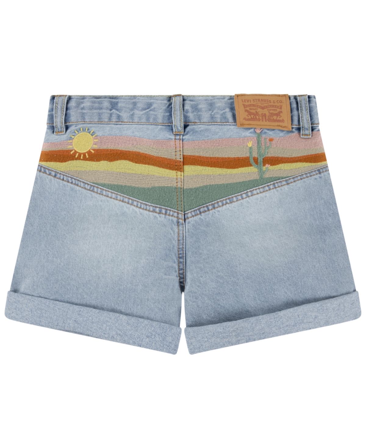 LEVI'S BIG GIRLS MINI MOM EMBROIDERED SHORTS 